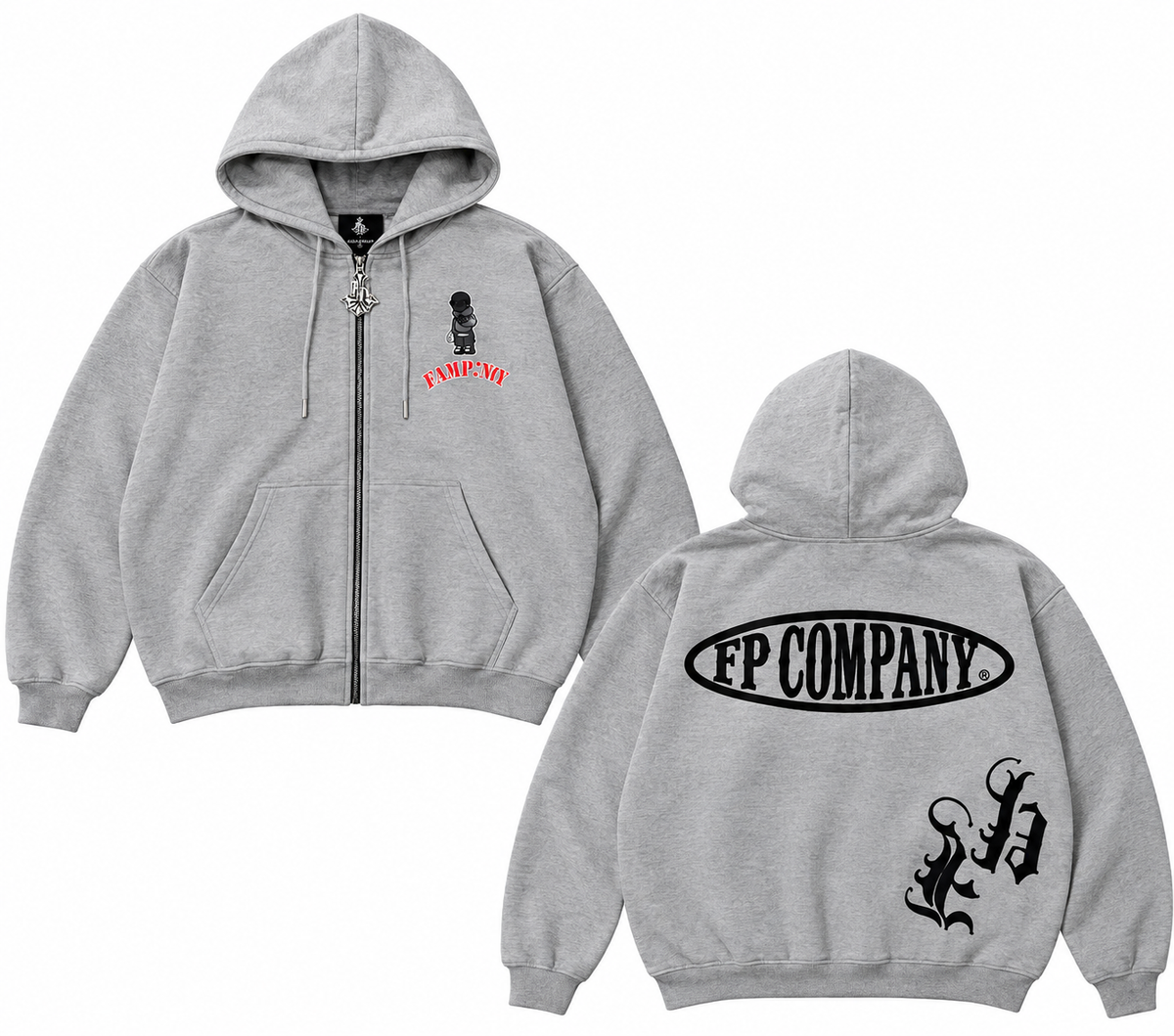 Hoodie zipper gray Fp